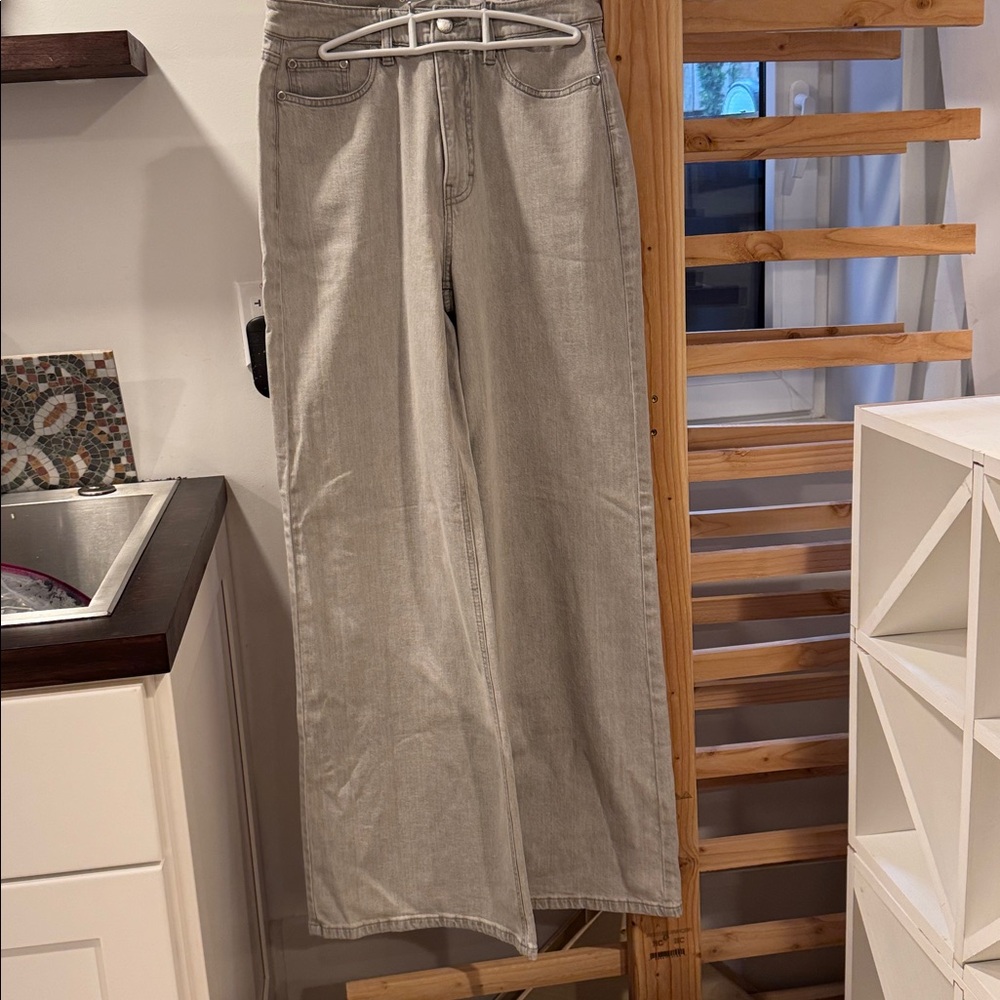 On 34th Light Gray Denim wide leg Jeans